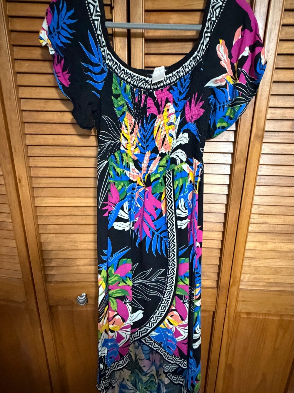 Jealous Tomato Black Floral Maxi Dress with Multicolor Tropical Print